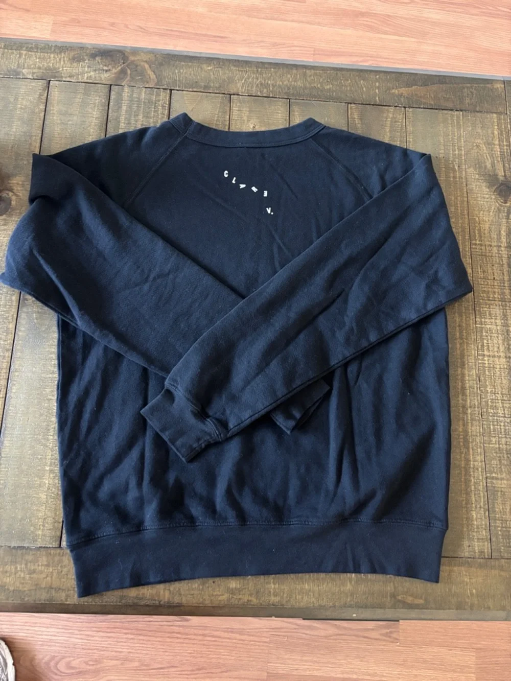 Clare V Men's Black Crewneck Sweater with White 'Bourgeoisie Sauvage' Graphic - Picture 3 of 3